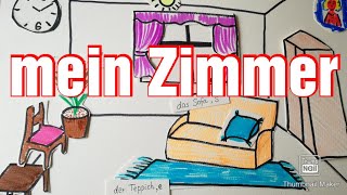 Deutsch A1 Mein Zimmer My room моя комната Möbel auf Deutsch [upl. by Berny]