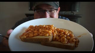 An American tries British beans on toast for the first time Heinz Beanz taste test on toast [upl. by Ikeda]