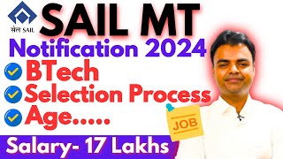 SAIL Recruitment 2024 Salary Selection Process Latest Govt Jobs After BTech 2024 [upl. by Savihc890]