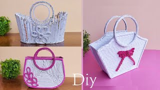 TOP 3 Beautiful Handbag making idea  DIY Easy paper Basket  Best out of waste ideas [upl. by Ingalls]