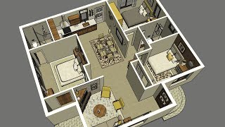 90m2  Simple house plans with 3 Bedrooms 2 Baths [upl. by Alan]