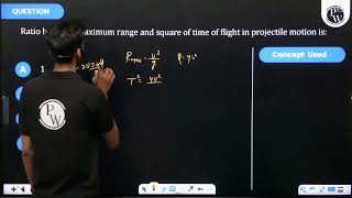 Ratio between maximum range and square of time of flight in projectile motion is [upl. by Akla]