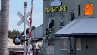 Merced city firefighters rescue man from Minervas Furniture Gallery commercial fire [upl. by Roxane829]