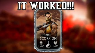 HOW I GOT MK1 SCORPION FOR FREE IN Mortal Kombat Mobile UNBELIEVABLE [upl. by Chatwin]