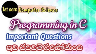 1stsem Cs important Questions 2023 Programming in C for regular amp Supply batches  Computer [upl. by Asikal]