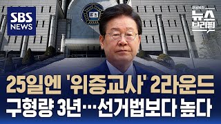 25일엔 위증교사 1심 선고…검찰 구형량 3년 선거법보다 높다  SBS  편상욱의 뉴스브리핑 [upl. by Giulio]