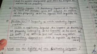 Sec 102  Residuary Legatee Testamentary succession Family Law 6th Semester Part 66 [upl. by Anigger]