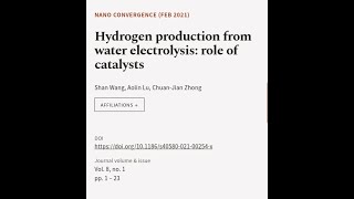 Hydrogen production from water electrolysis role of catalysts  RTCLTV [upl. by Lucienne225]