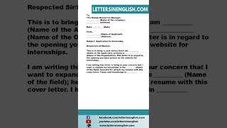 Internship Cover Letter with Experience  Internship Cover Letter [upl. by Raffaj925]