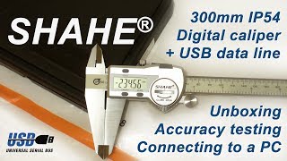 SHAHE IP54 300mm Digital Caliper with USB Data Line Review [upl. by Wehhtam]