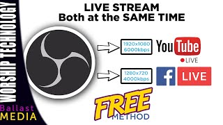 Free method  OBS live stream to Facebook and Youtube at the same time [upl. by Kittie]