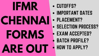 IFMR Chennai forms are Out Admission Procedure  Cutoff  Placements  Fees Structure [upl. by Anirba]