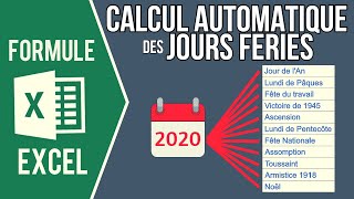 EXCEL  CALCUL AUTOMATIQUE DES JOURS FÉRIÉS EN FONCTION DE LANNÉE SAISIE [upl. by Hulda]