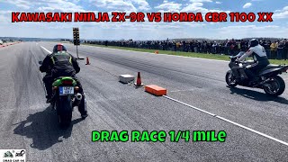 Kawasaki Ninja ZX9R vs Honda CBR 1100 XX motorbike drag racing 14 🏍🚦  4K UHD [upl. by Poirer]