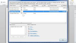Select Recipients to Include in a Mail Merge  Word 2010 [upl. by Evelunn]