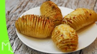 PATATAS HASSELBACK  Papas al horno rellenas de bacon y queso [upl. by Arrak]