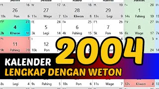 KALENDER 2004 LENGKAP DENGAN WETON [upl. by Oirobil]