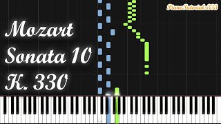 Mozart  Sonata No 10 in C Major K 330 Piano Tutorial Synthesia [upl. by Goldenberg771]