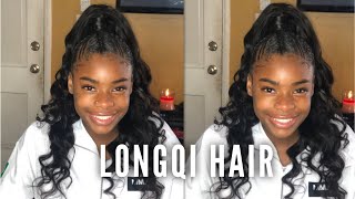 Half Up Half Down Braided Sew In Longqi Hair [upl. by Akiaki]