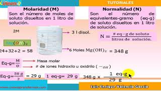 Relación entre normalidad y molaridad de soluciones químicas [upl. by Haidabo]