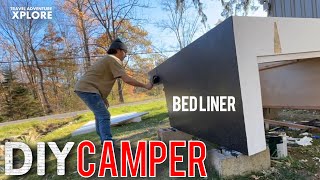 4  Painting with Bedliner  Building a Popup Truck Camper with Hard sides For Jeep Gladiator [upl. by Nyvlem293]