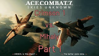 Ace Combat 7 Skies Unknown  Crimson 1 vs Mihaly  Part I  F22A Raptor [upl. by Assel]