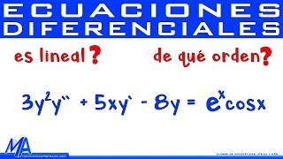 Orden y linealidad de las Ecuaciones Diferenciales [upl. by Namzzaj447]