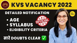 KVS Vacancy 2022  Official Syllabus Age Eligibility Criteria Exam Pattern for KVS PRT TGT PGT [upl. by Knuth921]