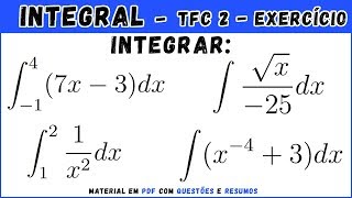 Exercícios de integração imediata Questões 1 a 4  Cálculo Integral [upl. by Mildrid]