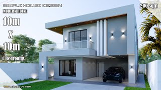 House Design  Modern House Design  10m x 10m 2 Storey  4 Bedrooms [upl. by Kela]