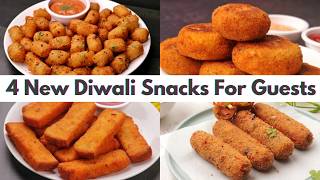 4 New amp Easy Diwali Snacks Recipes in 30 Minutes  4 Easy Diwali Snacks Recipes for Guests [upl. by Simonette180]