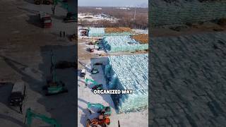 Look the Fascinating Process of Harvesting and Stacking Perfect Ice Blocks in Winter❤️short [upl. by Anil]