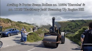 2 Aveling amp Porter Steam Rollers Tackle Engine Hill at Porthtowan [upl. by Esinaj230]