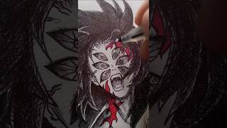 Drawing✨kokushibo🤔with only black pens💀animeshortsviral [upl. by Garvey650]