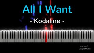 All I want  Kodaline  Piano Tutorial Easy [upl. by Towbin]