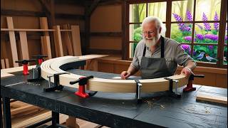 Incredible 70YearOld Carpenter Crafts Stunning Lazy Chair amp Coffee Table from Thin Wooden Slices [upl. by Kingdon]