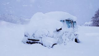 Heavy SnowCamping alone in a small car Car was completely covered with snow [upl. by Belanger]