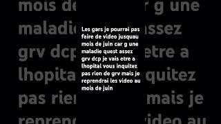 Je reprend les video au mois de juin sa serai sympa à mon retour que le compteur dabonner explose😉 [upl. by Roxine]