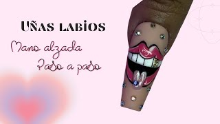 Labios DISEÑO en uñas con CRISTALES 💅🏻Regreso a YOUTUBE [upl. by Hedda489]