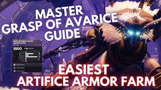 Easiest Artifice Armor Farm  Full Master Grasp of Avarice Final Boss Guide [upl. by Annaet]