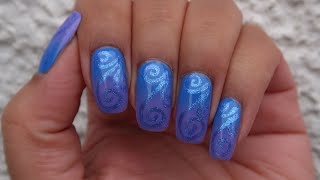 BluePurple Gradient with Swirls  DIY Nail Art Tutorial  MSLP [upl. by Edgardo752]