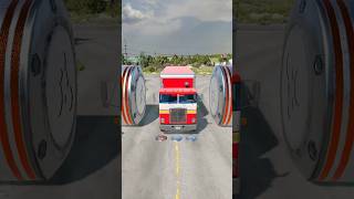 Mix Colourful Cargo Trucks amp School Bus vs Bollard Crash shorts beamng crash beamngdrive [upl. by Aivlis]