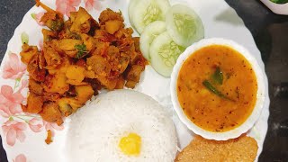 Easy lunch Ideas 👩‍🍳Simple and Easy🤩 Recipe 🍱 Lunch Thali🍛 Odia cuisine  Mashroom 🍄Masala❤️ [upl. by Stead104]