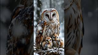 Owl Protects Chicks from Intense Snowstorm snowyowl owls birds trending snow [upl. by Ahter]