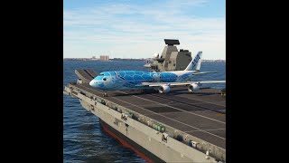 Super Rare Take Off Boeing 747 ANA from Aircraft Carrier [upl. by Ottie]