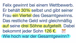 Kannst du den Gewinn berechnen Ein Rätsel mit Brüchen und Prozenten [upl. by Orpha]