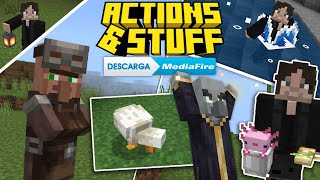 ACTIONS AND STUFF para Minecraft BEDROCK 121  Como descargar e instalar [upl. by Kong]