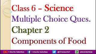 Class 6 Science Components of Food Important Questions MCQs NCERT CBSE 1 Marks Solution [upl. by Lamrej31]