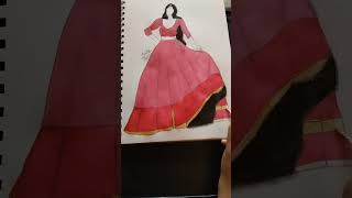 Illustrating a Stunning Red Lehenga A Masterclass in Fashion Design [upl. by Arehsat]