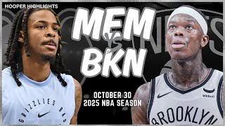 Memphis Grizzlies vs Brooklyn Nets Full Game Highlights  Oct 30  2025 NBA Season [upl. by Talmud]